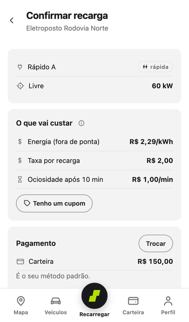 Vê o preço antes de conectar